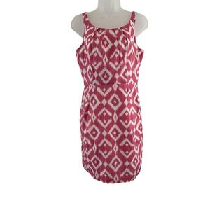 Tori Richard‎ Dress Womens 4 Pink White Ikat Sleeveless 100% Cotton Lawn Hawaii
